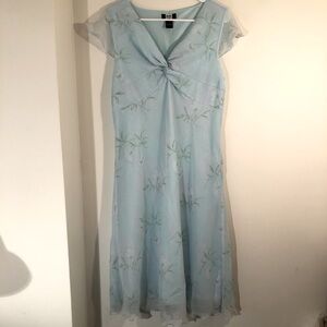 Studio 1940 Elegant Blue Floral Dress Womens 16. Sheer Overlay Lined